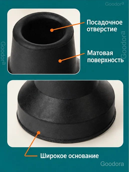Резиновый наконечник для трости и костыля 16 мм, черный, фото 4