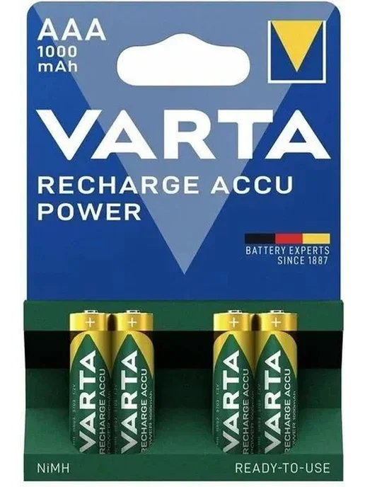 Аккумуляторные батарейки AAA, 1.2 В, 1000 мА·ч, 4 шт, 4 шт