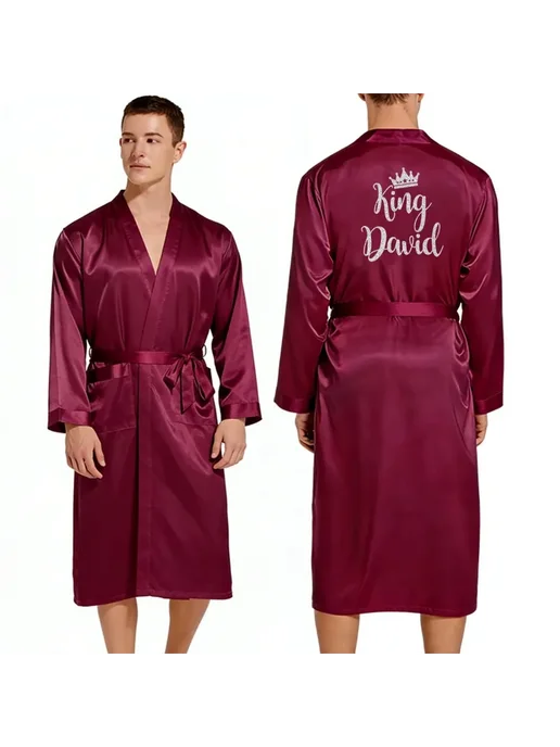 Персонализированный халат из полиэстера для жениха, вариант, фото 7