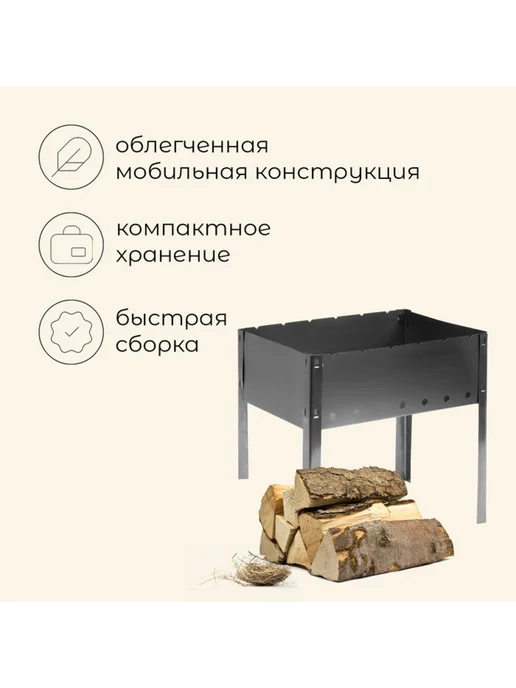 Разборный мангал для шашлыка из стали 35х24х35 см складной, 24x35 см, фото 2
