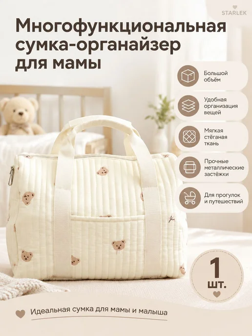 Дорожная сумка для мамы и малыша с карманами на молнии, вариант, фото 2