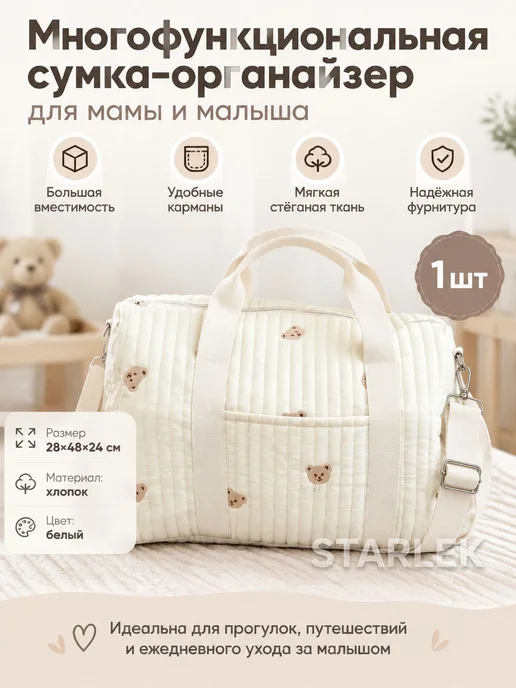 Дорожная сумка для мамы и малыша с карманами на молнии, вариант, фото 3