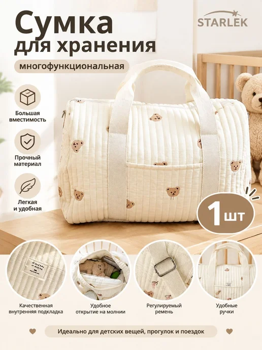 Дорожная сумка для мамы и малыша с карманами на молнии, вариант, фото 4