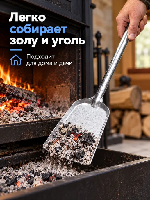 Совок оцинкованный для золы и угля, 44x10 см, 44x10 см, фото 3