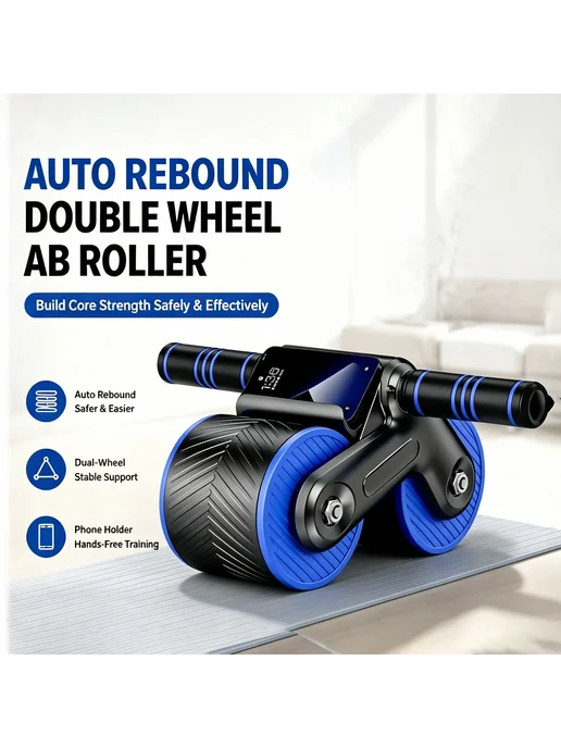 Нет бренда Автоматический ролик для пресса Double Wheel для домашних, голубой, фото 2