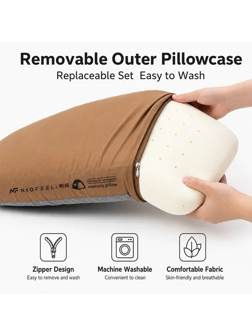 Портативная подушка для отдыха тур Memory Foam (хаки) для к, вариант, фото 7