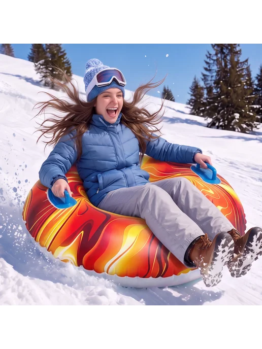 Outdoor Inflatable Snow Sled 80cm PVC Snowflake Thickened(Bl, красный, фото 2