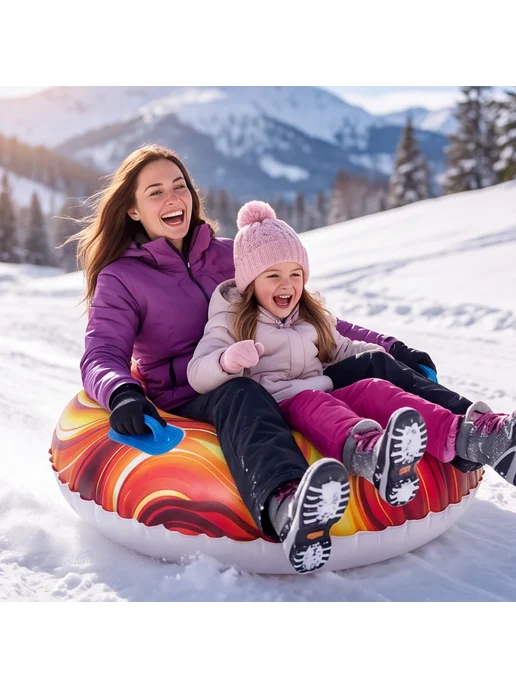 Outdoor Inflatable Snow Sled 80cm PVC Snowflake Thickened(Bl, красный, фото 4