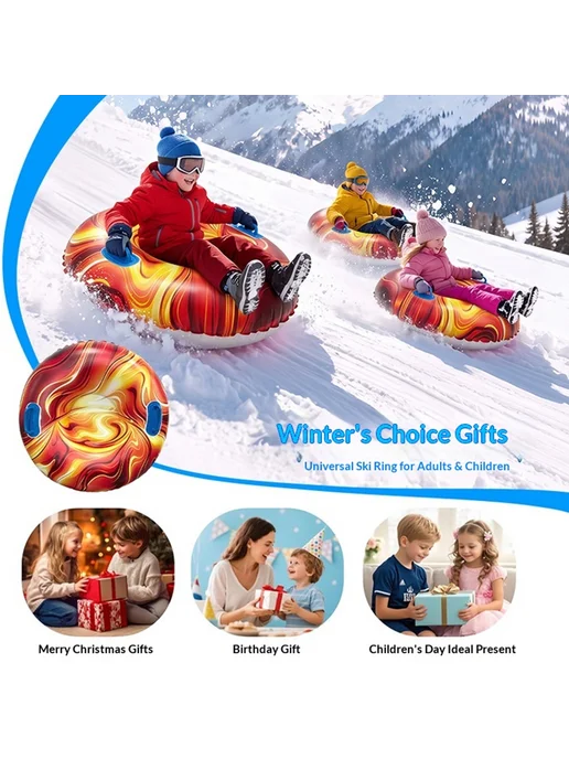 Outdoor Inflatable Snow Sled 80cm PVC Snowflake Thickened(Bl, красный, фото 6