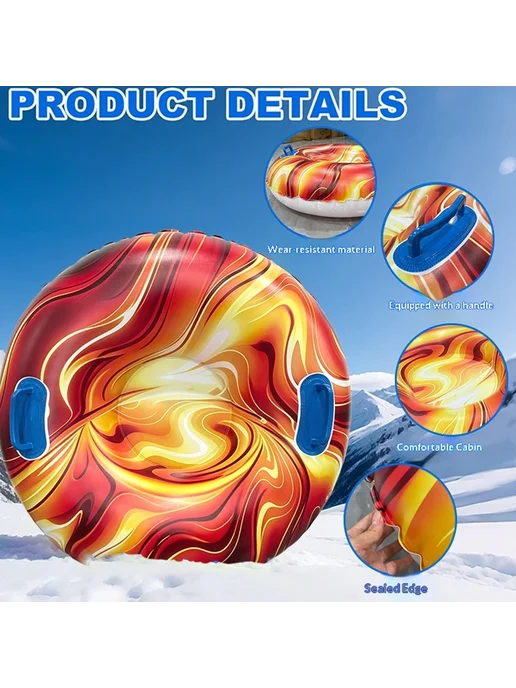Outdoor Inflatable Snow Sled 80cm PVC Snowflake Thickened(Bl, красный, фото 8