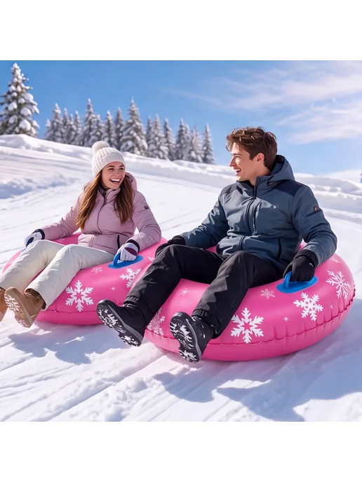 Outdoor Inflatable Snow Sled 80cm PVC Snowflake Thickened(Bl, Надувной лыжный тюбинг 80см, фото 4