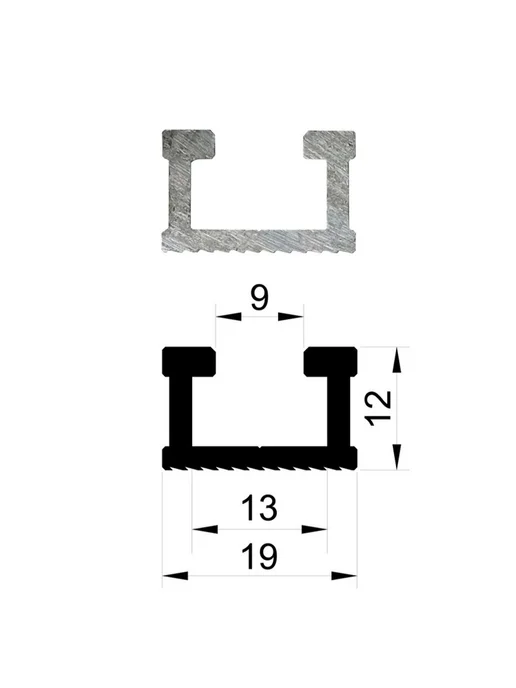 Профиль алюминиевый 19х12 мм, 0.8 м, 19x12 мм, 0,8 м, фото 2