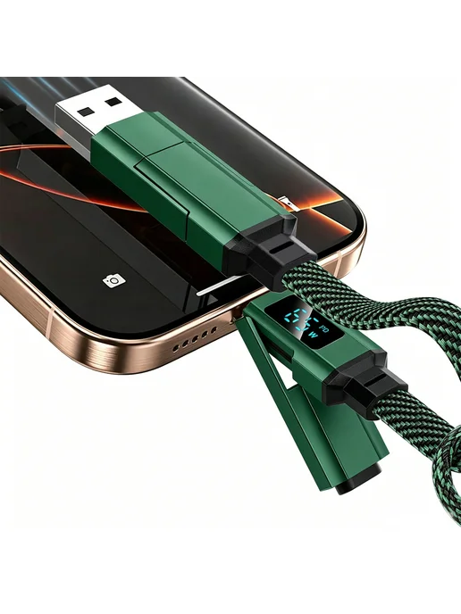 Дисплейный кабель 2шт 4в1 быстрый 65W для Type-C Lightning U, 2 шт, 65 Вт, фото 3