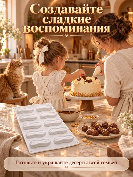 SHOSTT Силиконовая форма для корпусных десертов и пирожных Арахис, белый, фото 8