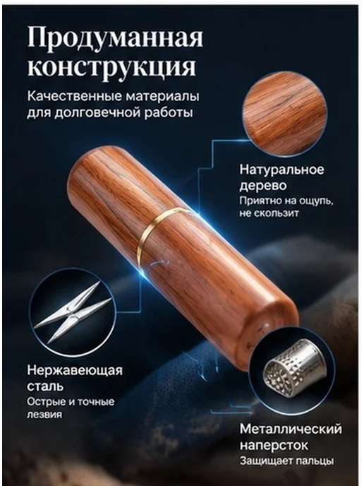 Удобные деревянные тубусы для швейных игл, набор 4 шт, 4 шт, фото 4