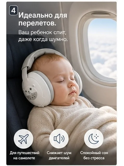 Детские наушники с шумоподавлением мини с серой дужкой, вариант, фото 4