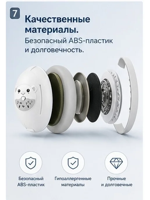 Детские наушники с шумоподавлением мини с серой дужкой, вариант, фото 7