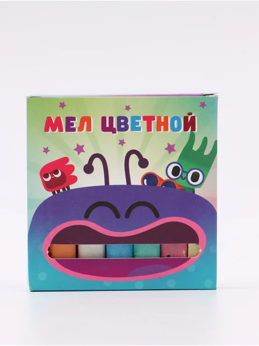 Нет бренда Цветные мелки для асфальта и доски, 6 цветов, 5 шт, 6 цв., 5 шт, фото 6