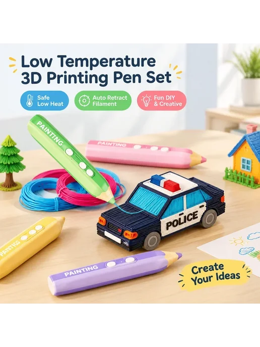 Нет бренда Беспроводная 3D-ручка USB для детей Pink with Box, зеленый, фото 7