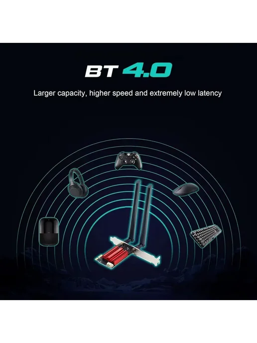 WiFi 5 AC1200 PCI-E адаптер 2.4 5 ГГц с Bluetooth 4.0, вариант, фото 4