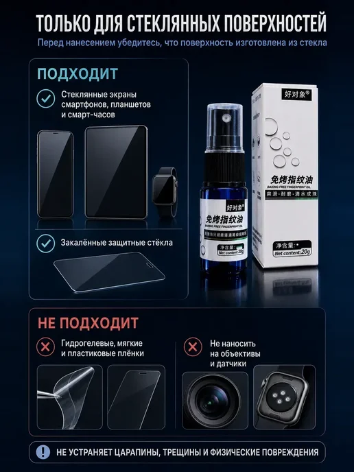 Олеофобное покрытие для телефона, жидкость-спрей 20 г, 20 г, фото 5