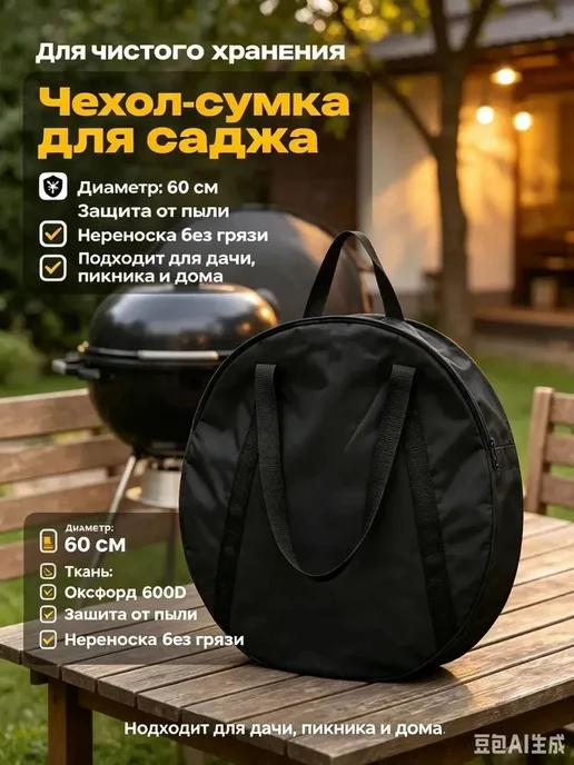 Чехол для принадлежностей барбекю, диаметр 66 см, вариант, фото 2