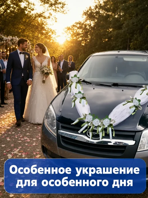 UNITRIP Украшение на машину на свадьбу комплект 9шт, 9 шт, фото 7