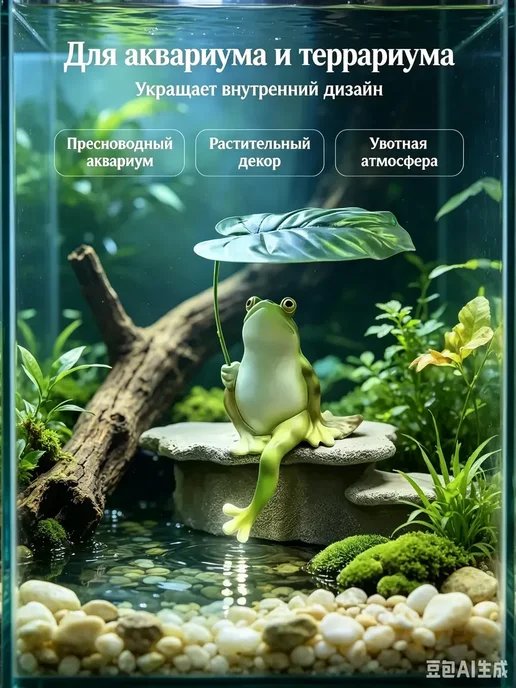 Фигурка лягушки с зонтиком садовая бирюзово-зеленая, зеленый, фото 2