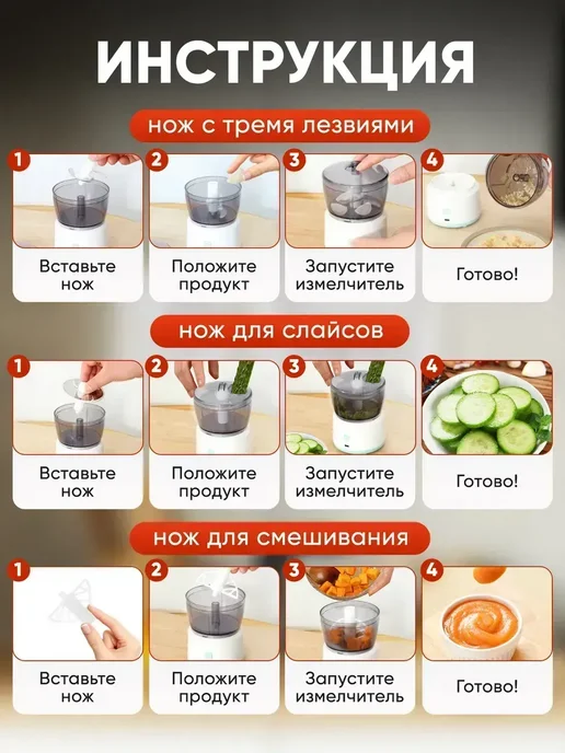 Блендер для сока, соевого молока, фарша и прикорма, белый, фото 4