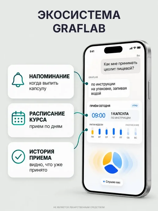 GraFLab Цеолит пищевой, обогащенный, детокс и очищение организма, вариант, фото 6
