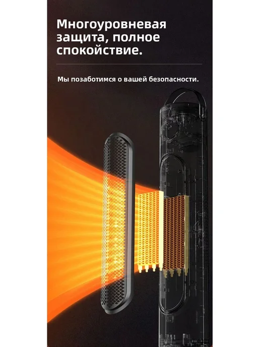 Трансграничный вертикальный бытовой тепловентилятор, мощный, черный, фото 7