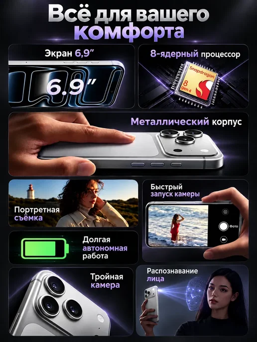 Смартфон Pro Max I18 Pro Max 16/1024 ГБ, оранжевый, фото 3