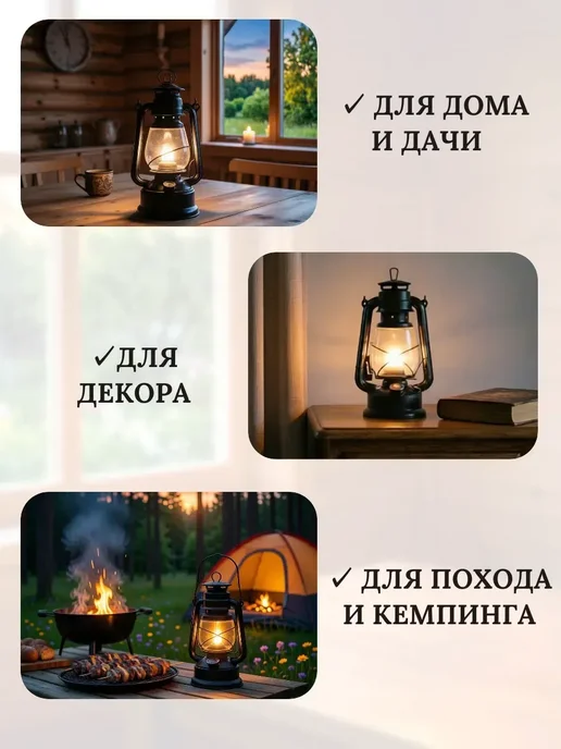 Керосиновая лампа со стеклом 19 см, вариант, фото 5