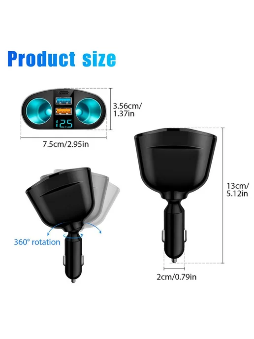 USB зарядка для авто 2USB 120W, 120 Вт, фото 2
