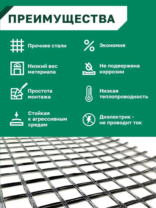 Сетка базальтовая кладочная 0,2*25 м. МИАГРИД 30 30, прочнос, 0.2x25 м, 25 м, фото 3