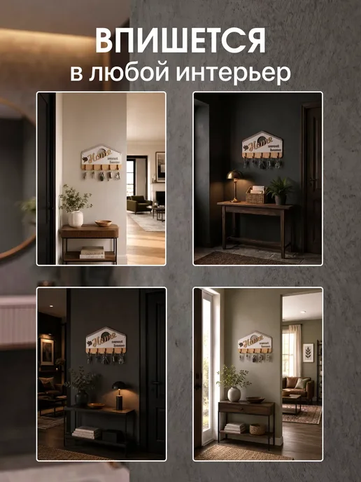 Ключница настенная в прихожую деревянная, белый, фото 5