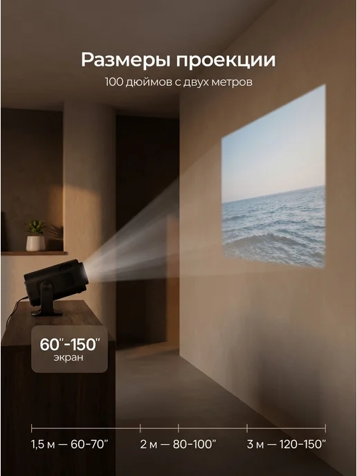 Мини проектор для фильмов домашний кинотеатр, черный, фото 3