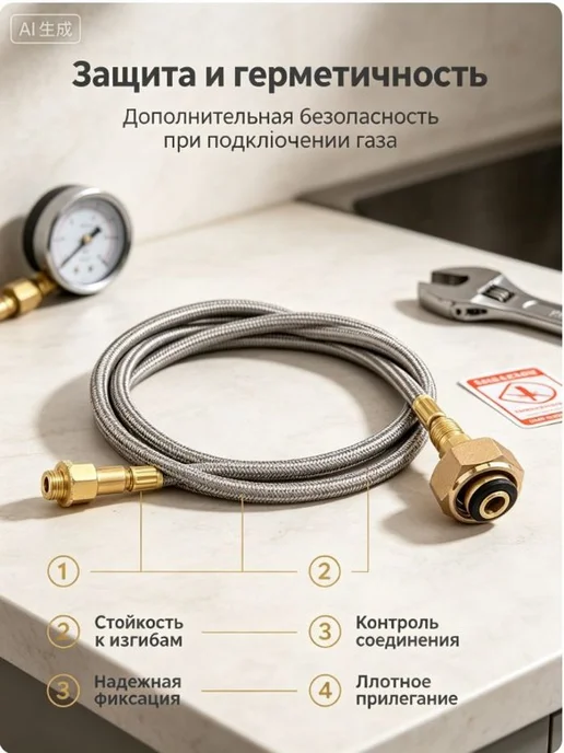 Газовый переходник для подключения плиты к баллону, вариант, фото 2
