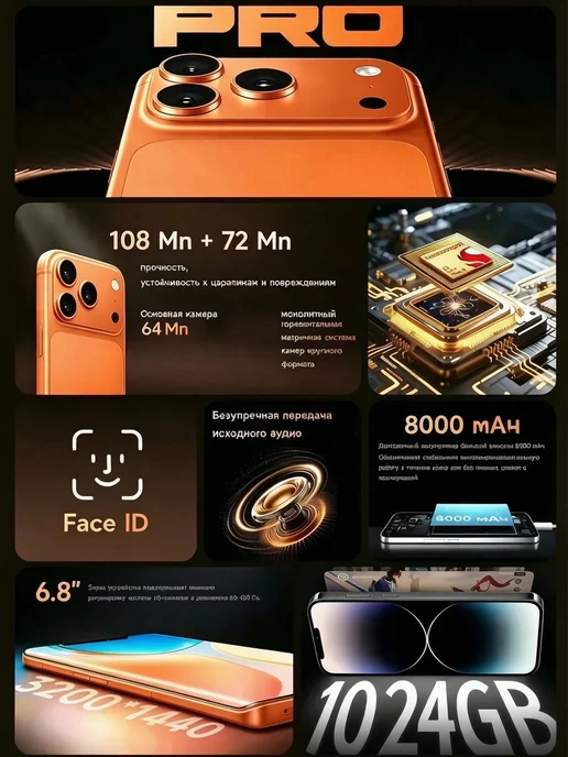 Смартфон Pro Max Iphonc 17 Pro Max 7/1024 ГБ, серый, фото 6