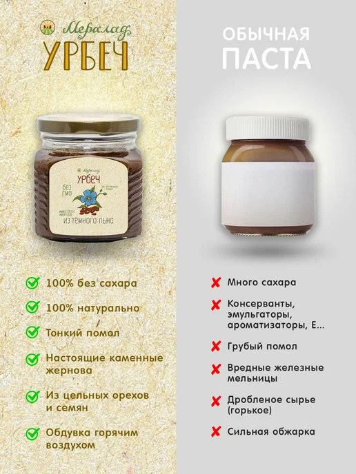 Урбеч из семян темного льна для похудения пп кето 400 г, 400 г, фото 3