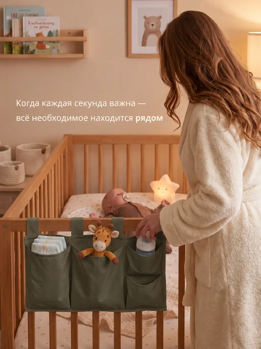 Enfance Органайзер-карман на детскую кроватку и манеж подвесной, зеленый, фото 2