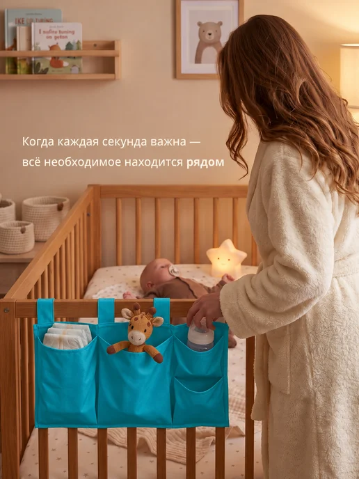 Enfance Органайзер-карман на детскую кроватку и манеж подвесной, голубой, фото 2