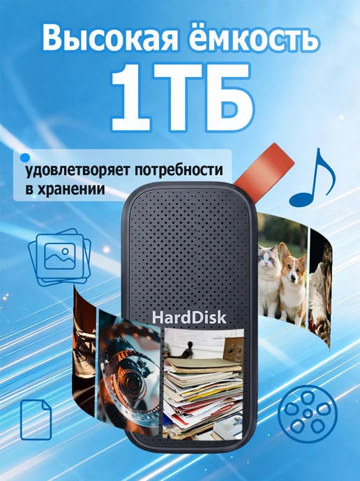 Внешний жесткий диск 2 тб SSD，Мобильный телефон, компьютер, 1 ТБ, фото 3
