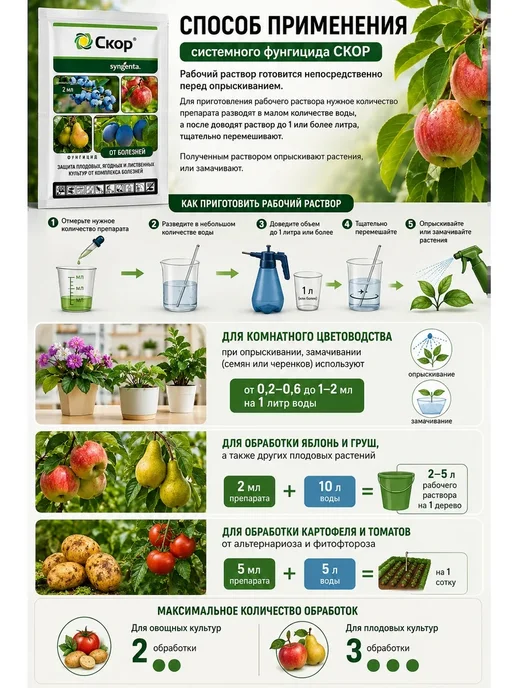 Syngenta Скор фунгицид средство от болезней растений 4 мл, 4 мл, фото 2