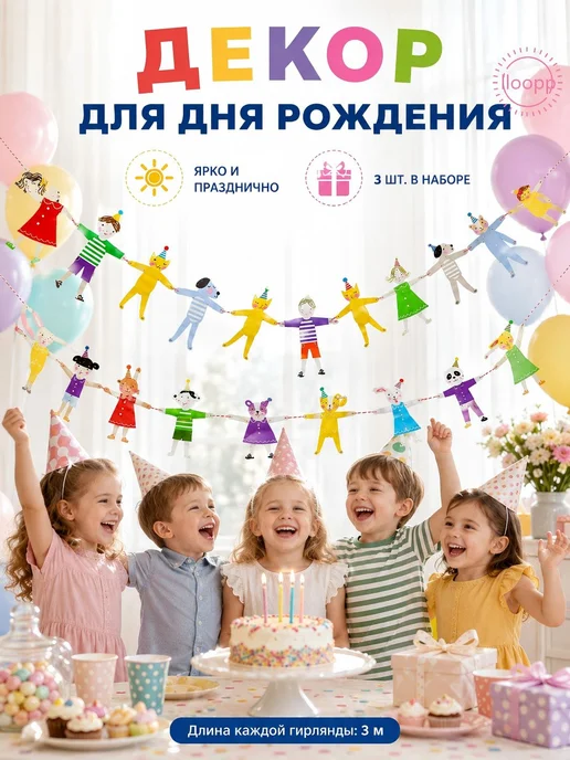 2MГирлянда с животными на день рождения детский праздник, вариант, фото 2
