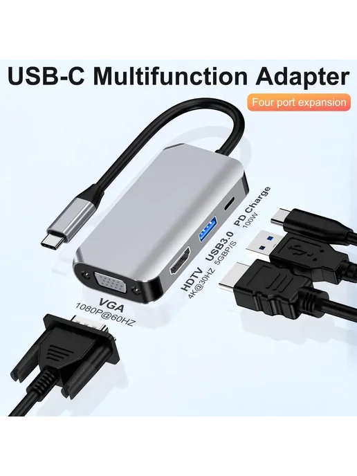 RAMMIND USB C многопортовая станция, серый, фото 2