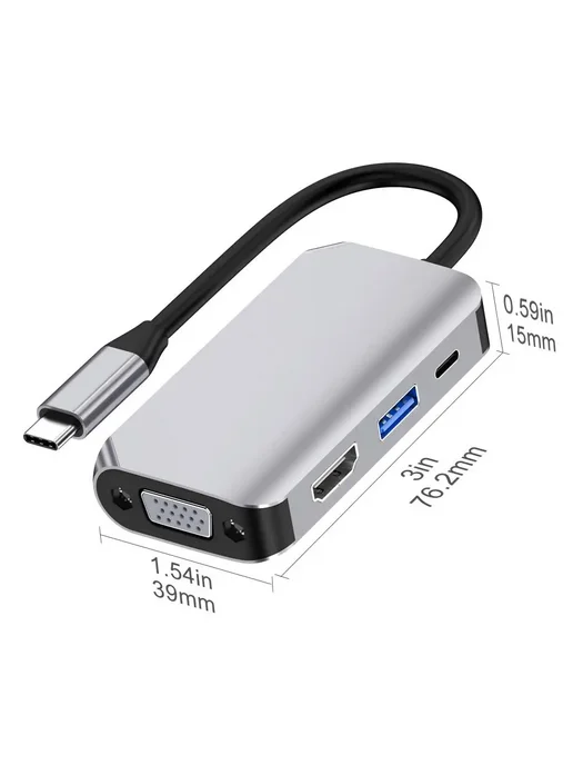 RAMMIND USB C многопортовая станция, серый, фото 3