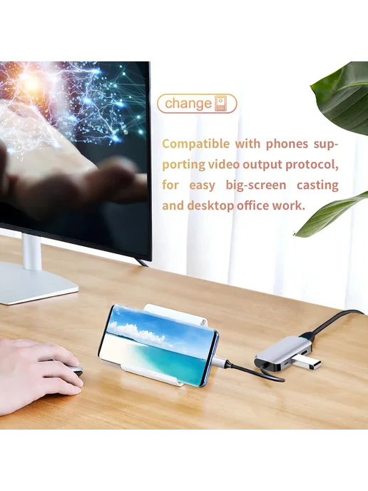 RAMMIND USB C многопортовая станция, серый, фото 5