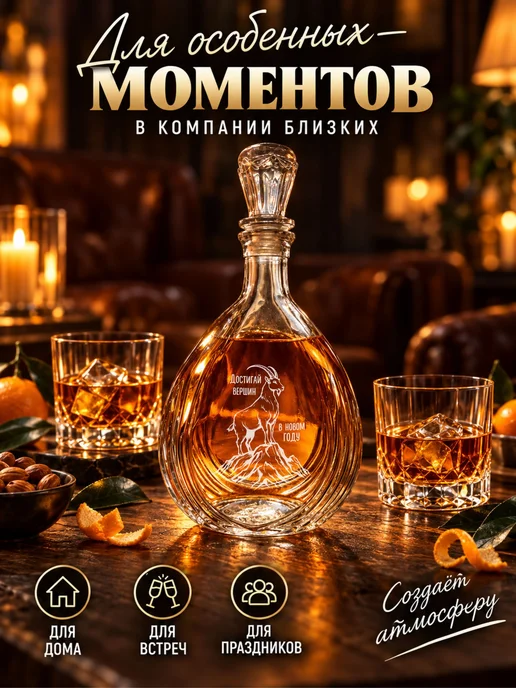 Графин с гравировкой Достигай вершин в новом году, белый, фото 5