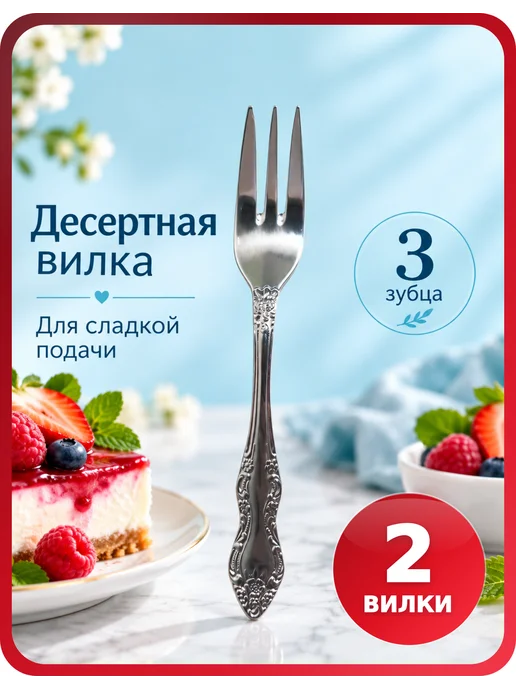 ПЗХМ Десертные вилки Тройка 2 шт, 2 шт